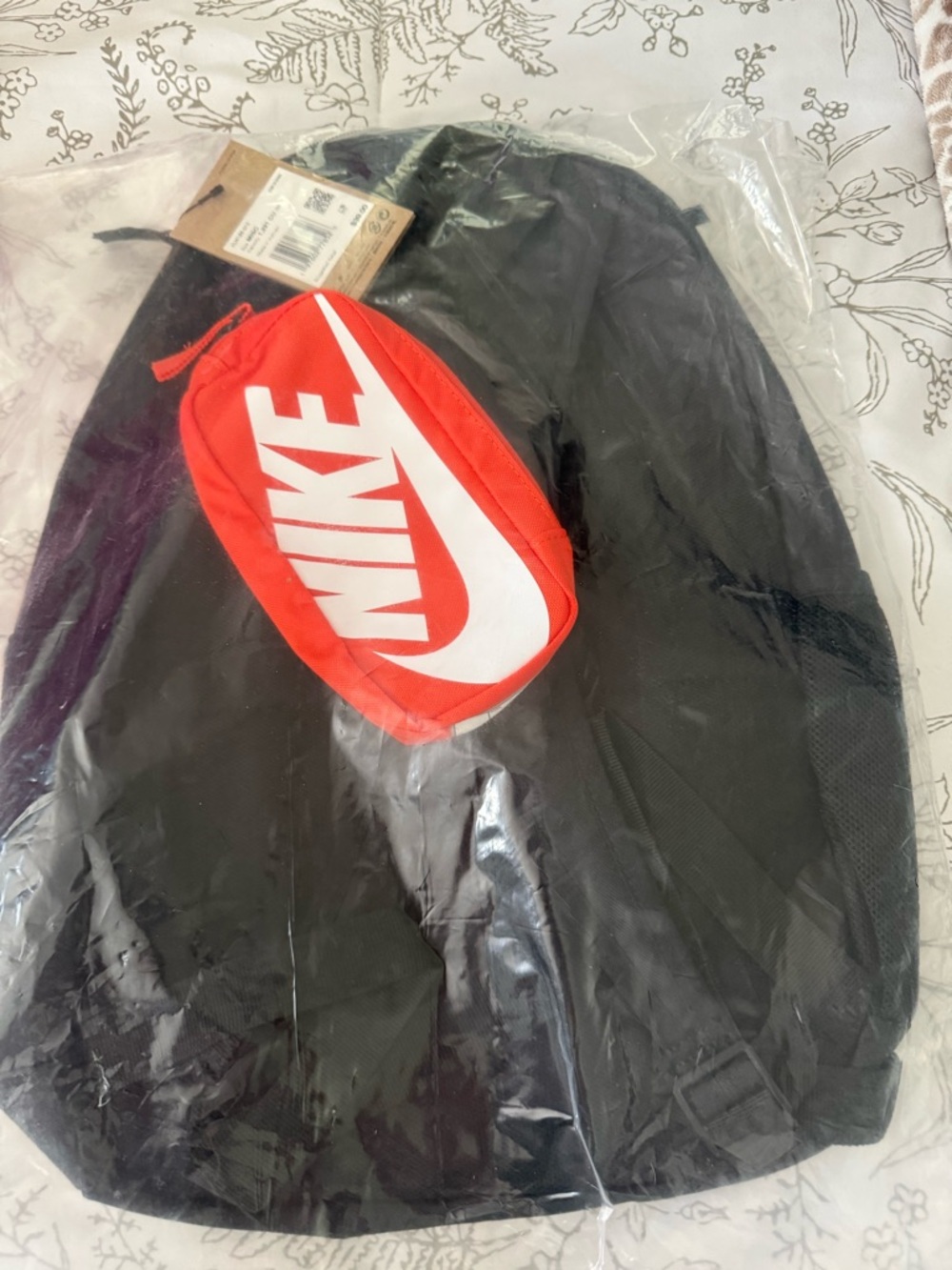 Nike Backpack with White Swoosh Logo and Extra Small Orange Nike Bag - Picture 2 of 4